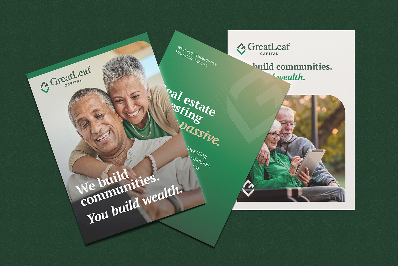 Marketing posters for greatleaf capital real estate investing.