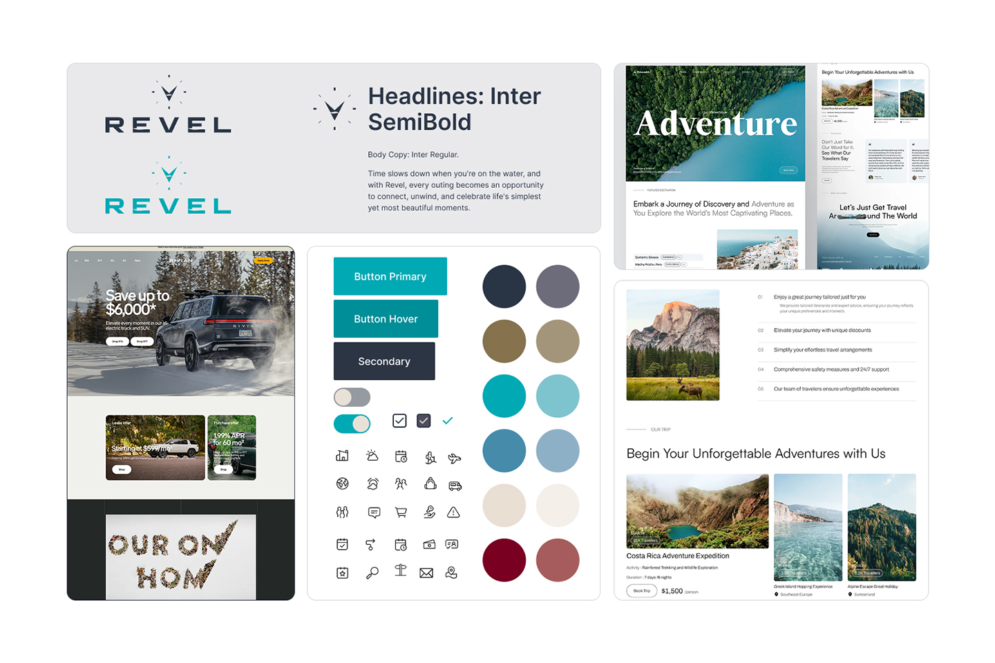 moodboard for revel boats website design