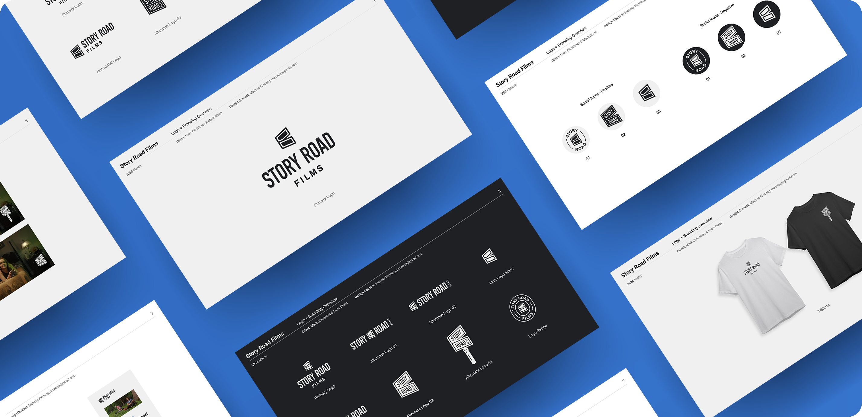 Flatlay image showing pages from the GreatLeaf Capital Brand Guidelines. Branding is rich green and gold, paired with rich photos of happy couples nearing retirement age.